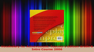 Read  Vocabulary for Achievement Teachers Edition Grade 6 Intro Course 2006 PDF Free