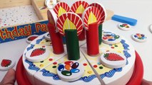 Wooden Birthday Party Playset Melissa & Doug Toys Happy Birthday Cake Play Food Cooking Se