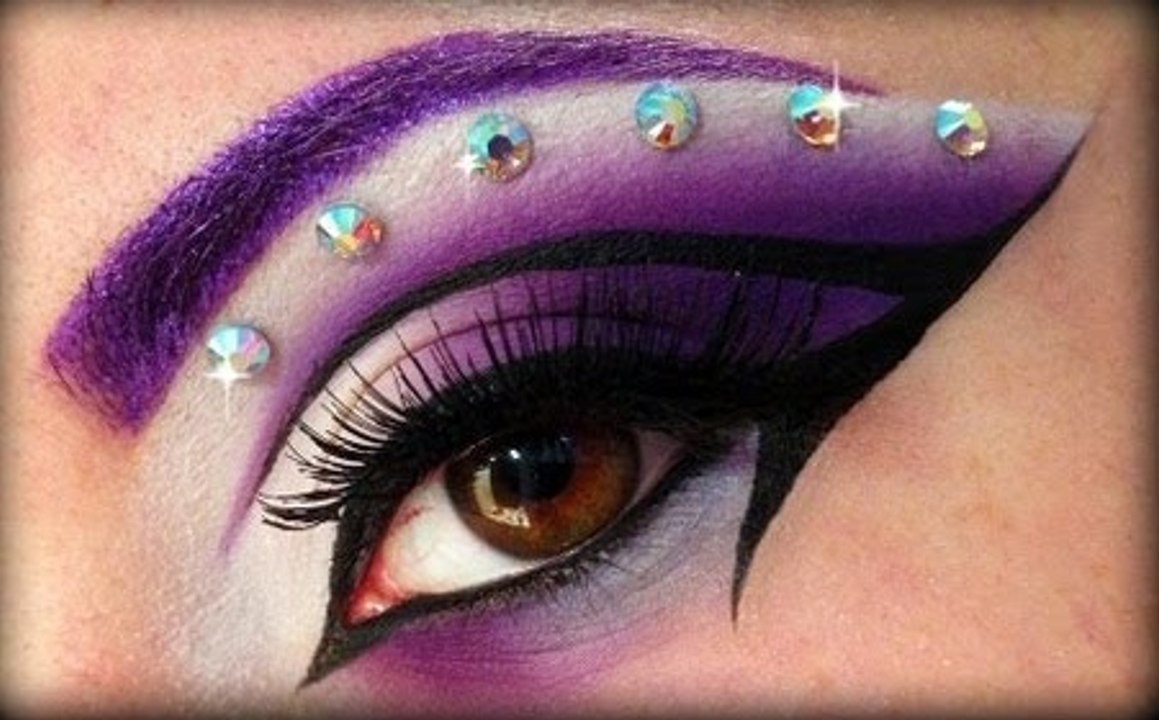 Purple Cut Crease with Diamonds Makeup Tutorial