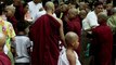 Buddhist monks eating at Mahar Gandar Yone Monastery - Amarapura, Myanmar