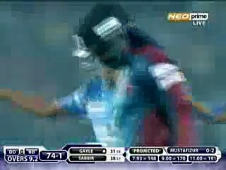 Mustafizur Rahman great ball to Chris Gayle - Clean Bowled - BPL 2015 Eliminator