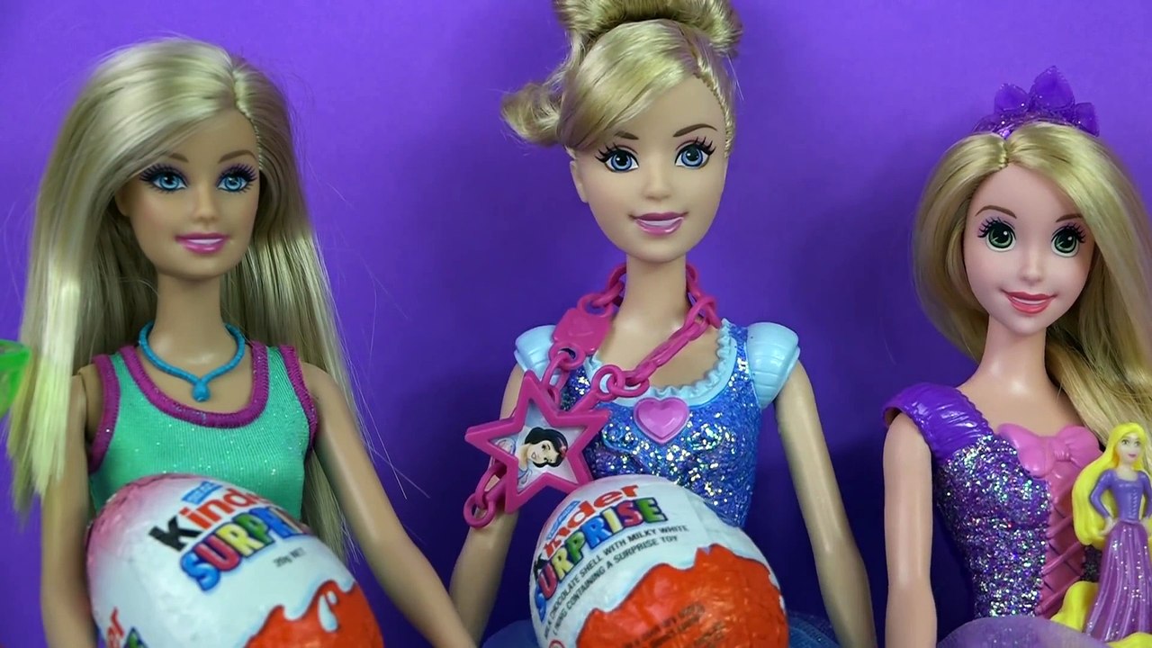 Barbie Cinderella Rapunzel Surprise Eggs Toys ★  2 Disney Princesses Kinder Surprise