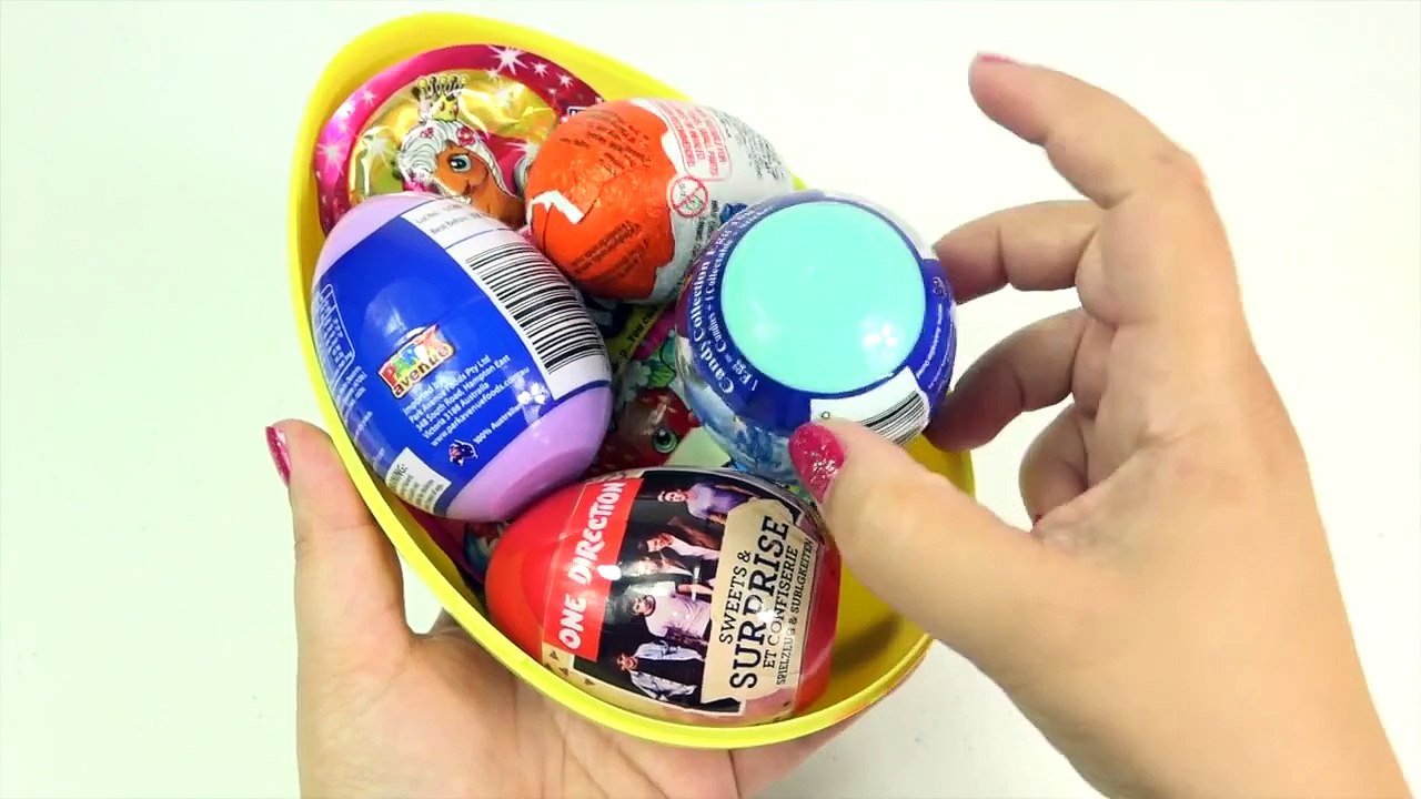 Giant RAINBOW SURPRISE EGG Frozen Elsa Barbie OneDirection Kinder Shopkins Filly Princess Toys