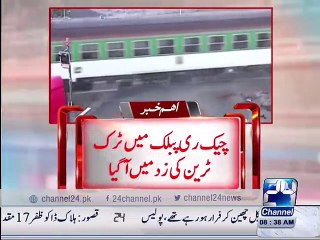 Train hits a 22 wheeler truck; driver narrowly survived
