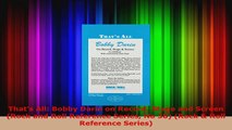 Download  Thats All Bobby Darin on Record Stage and Screen Rock and Roll Reference Series No 38 PDF Online