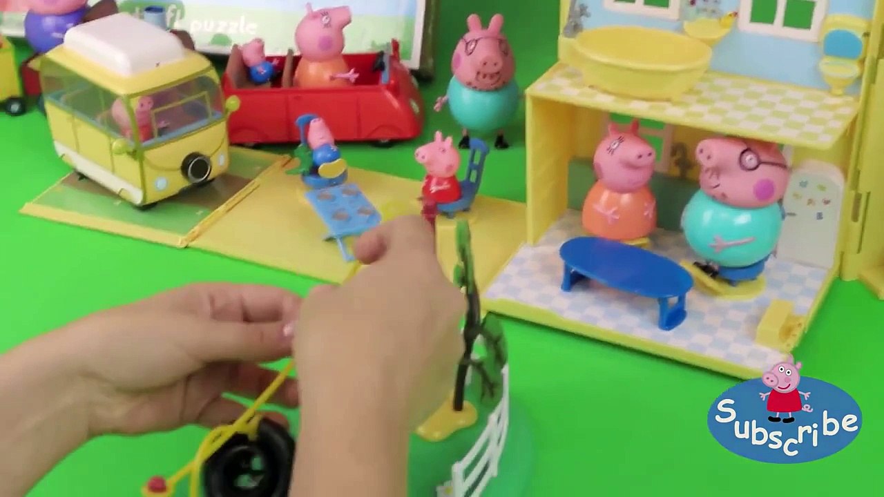 Peppa Pig Zip Line zabaw Playset Playing Peppa Pig's Zip Line Playground Playset unpacking and playing Playing