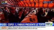 Laurent Fabius ému aux larmes lors de la présentation de l'accord final de la COP21