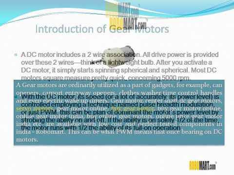 Center Shaft DC Gear Motors - Robomart