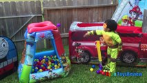 PAW PATROL Nickelodeon BALL PIT CHALLENGE Giant Paw Patrol and Thomas Tent Egg Surprise To