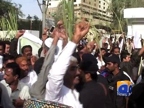 Sugarcane growers protest in Karachi