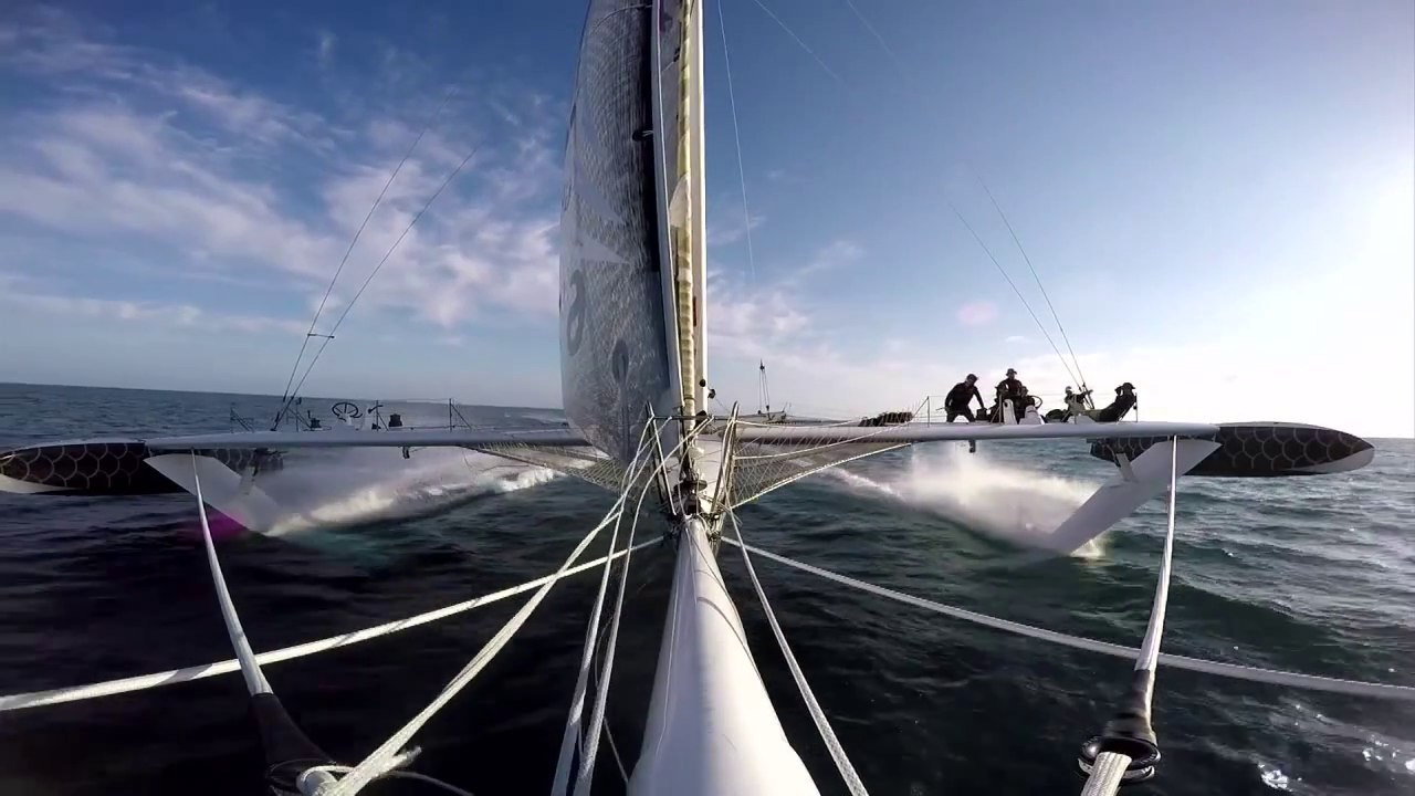 The hydroptere, a 'flying boat' out to set sailing speed records