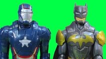 Marvel Avengers Iron Patriot Titan Hero Series Crashes Into Batman Batwing Then Battle Joker Riddler