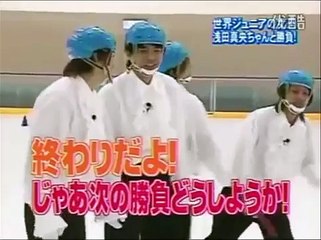 V6と浅田真央のスピードスケート勝負！！負けたら赤っ恥罰ゲーム！