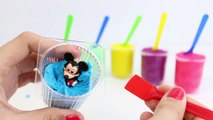 Play Doh Surprise Color Yogurt Cups Colored with Peppa Pig Mickey Mouse Minnie Hello Kitty