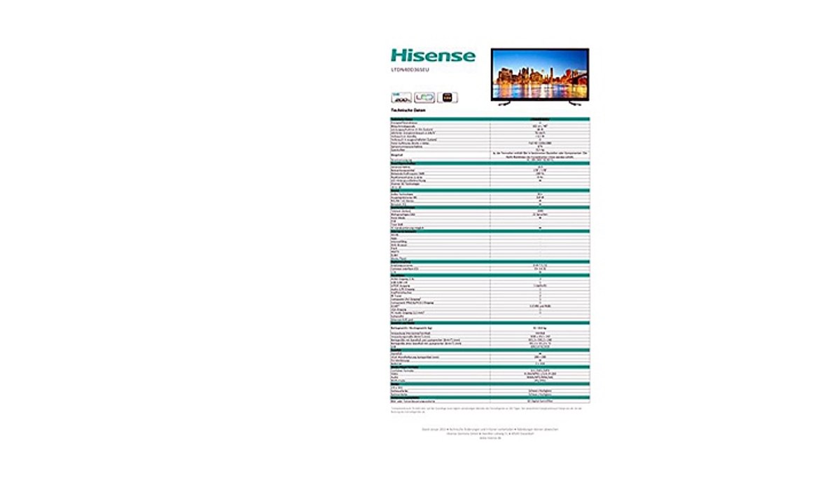Hisense LTDN40D36 102 cm 40 Zoll Fernseher Full-HD