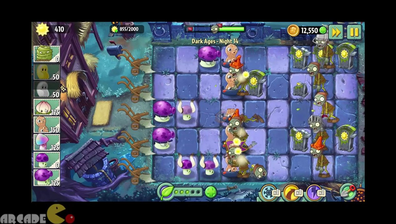 Plants Vs Zombies 2 Dark Ages Part 2 Night 14 Wizard Zombies Dark Ages Gargantuar