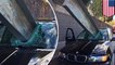 California driver escapes near death after metal beam beams his beemer