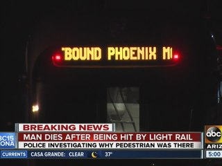 Man dies after being hit by light rail train in Phoenix