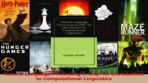 Read  Natural Language Processing in Lisp An Introduction to Computational Linguistics Ebook Free