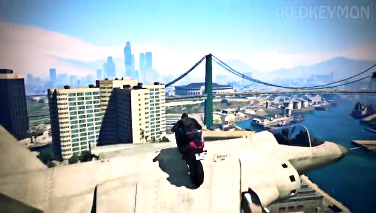 INCREDIBLE BIKE STUNT LANDING! GTA 5 Online HOLY PLAIN JUMP Stunts by RedKeyMon