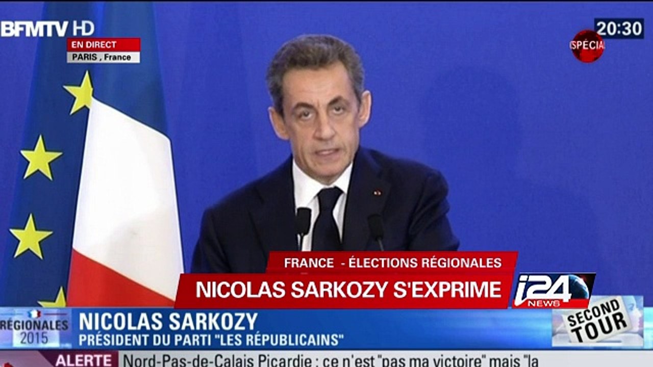 Discours de Nicolas Sarkozy à la suite des résultats