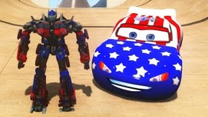 Optimus Prime from Transformers riding his Lightning Rayo McQueen Cars HD 1080p (Disney Pi