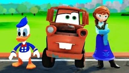 Donald Duck, Princess Anna & Tow Mater Stunts Jumps In A Beautiful Golden Palace! Children