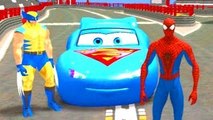 Spiderman and Marvel Wolverine play with Lightning Superman Mcqueen Cars Custom Disney Car