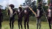 Dani warriors dancing in Baliem Valley - Papua province, island of New Guinea