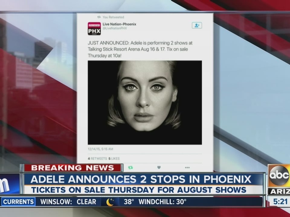 Adele announces two stops in Phoenix
