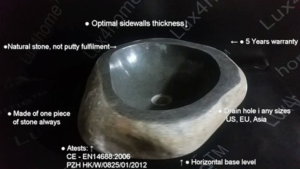Natural stone sinks LAVABO CUT Lux4home. River stone sinks.