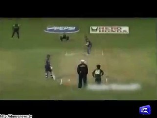Tendulker hands a catch at slip on Amir's delivery.