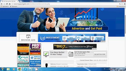 ---MyPayingAds fr - Preuve en direct que le taux est à 5.18% Par Jour Plan à 1$ ! 28 juillet 2015 - YouTube