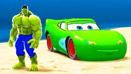 The Incredible Hulk Super Hero Wheels on the Bus Nursery Rhymes Lightning Mcqueen Green an