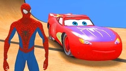 Spiderman and his Spider Man Custom Lightning McQueen Cars + Song for Children w/ Action
