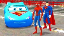 Spiderman & Superman Superheroes Epic Race w/ DC Marvel Super Man Disney Lightning McQueen