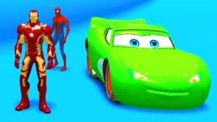 [SuperHeroes] Iron Man and Spiderman Water Slide + Disney Lightning McQueen Cars & Kids So