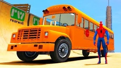 Spider Man Fun Songs Animation for Children Spiderman Drive w/ School Bus