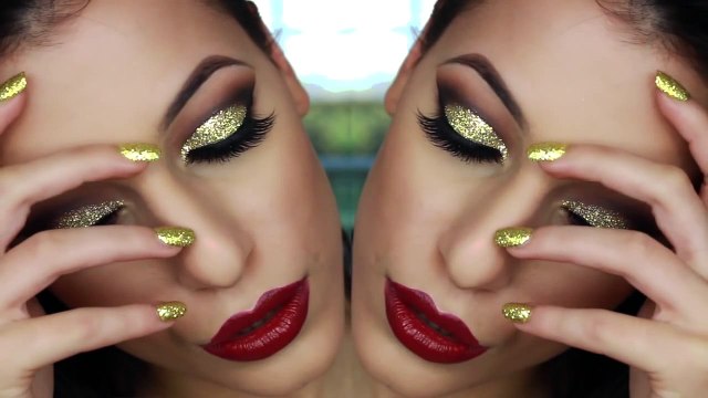 Gold Glitter Cut Crease Smokey Eye - New Years Eve Makeup Tutorial new