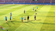 Messi Scores Amazing long range Goal in Barcelona training session in Japan 2015