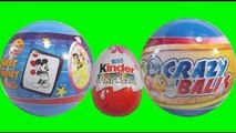 3 SURPRISES. Oeufs Kinder , chupa chups and crazy balls. unboxing киндер сюрприз яйца