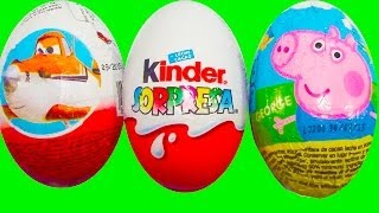 3 Oeufs Surprises Kinder Surprise, PEPPA PIG, PLANES DISNEY PIXAR. киндер сюрприз яйца