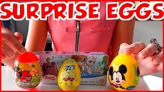 Surprise Eggs Toys Frozen, SpongeBob, Mickey Mouse & Angry Birds