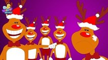 Five Little Rudolphs Jumping on the Bed Nursery Rhyme | Christmas Songs for Children