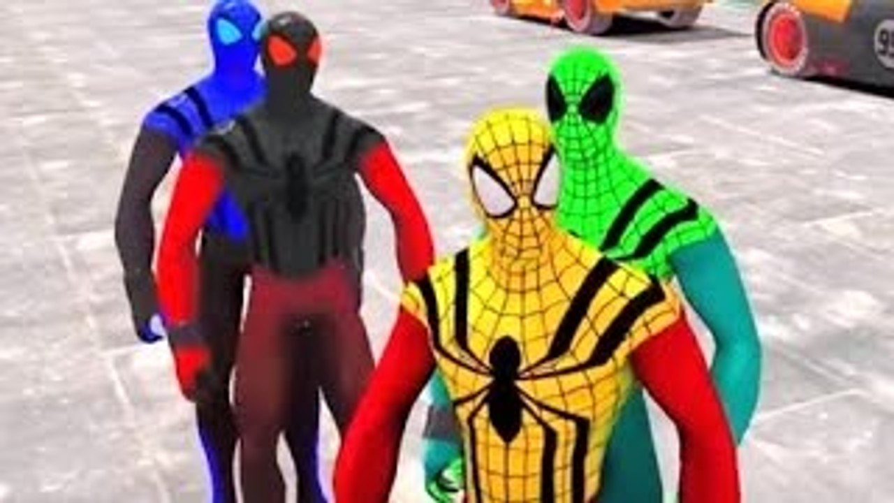 CUSTOM SPIDERMAN: Yellow, Black, Green & Blue Spiderman Disney Cars + Nursery Rhymes for C