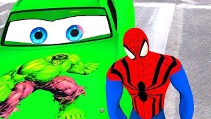 Spiderman and Green Hulk McQueen Cars & Nursery Rhymes for Children Disney Pixar Cars