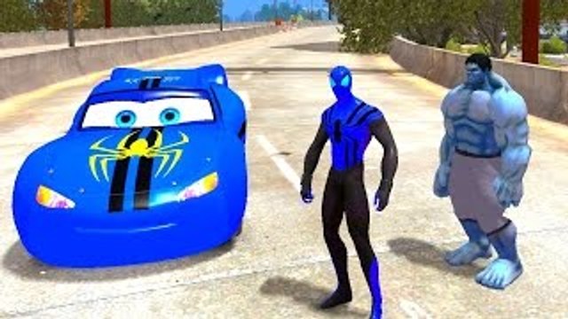 NEW Blue Lightning McQueen Cars Blue Spiderman & Blue HULK Nursery Rhymes Disney Cars