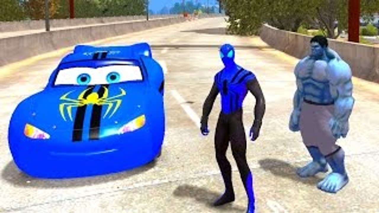 NEW Blue Lightning McQueen Cars Blue Spiderman & Blue HULK Nursery Rhymes Disney Cars