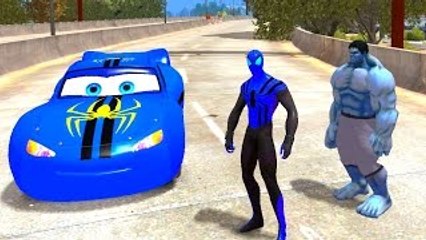 NEW Blue Lightning McQueen Cars Blue Spiderman & Blue HULK Nursery Rhymes Disney Cars