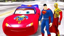 Superman & Yellow Spiderman Smash Disney Pixar Cars McQueen Colors Nursery Rhymes for Chil